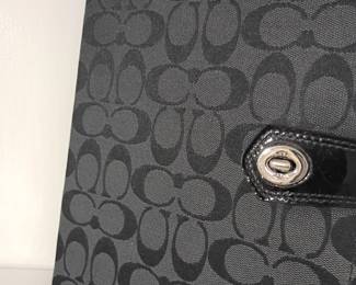 Coach signature C monogram tablet case, black gray iPad cover, turnlock closure, designer accessory