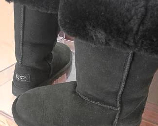 UGG black sheepskin boots, fur lined, women's winter footwear