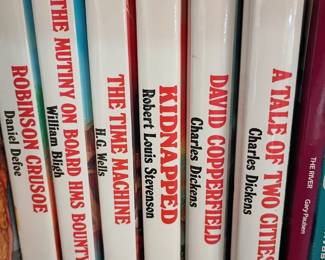 Great Illustrated Classics book set, Robinson Crusoe Time Machine Kidnapped David Copperfield Tale of Two Cities, vintage hardcover