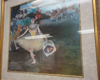 Large framed classical figural painting, gold ornate frame, wall art