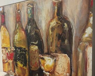 Oil painting still life with bottles and vessels, original art, unframed