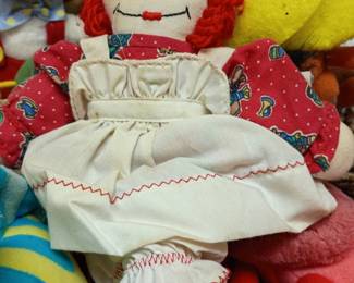 Raggedy Ann doll, vintage stuffed animals lot, plush toys, collectible rag doll
