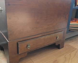 Wooden blanket chest storage trunk with drawer, vintage hope chest, traditional bracket feet, antique cedar chest, bedroom furniture
