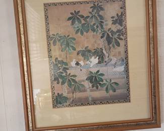 Framed botanical floral print, vintage flower illustration, gold wood frame, nature wall art decor