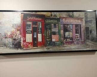 Framed Paris Cremerie Restaurant street scene print, French cafe storefront art