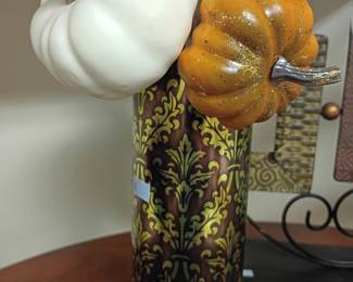 Ceramic pumpkins fall decor, autumn berry picks, decorative vase, Thanksgiving centerpiece lot