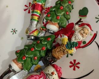 Christmas figurines lot, Santa snowman tree figures, holiday collectibles, ceramic ornaments