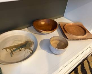 fruit wood and pottery dishes