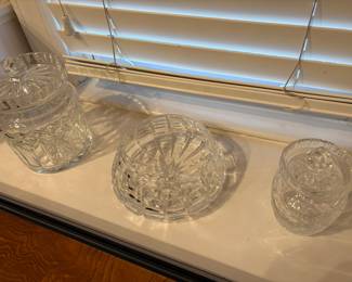 Waterford biscotti, jelly jar, and dish