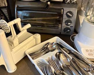 Toaster, slicer, Oneida flatware - service for 8 (5-piece place setting) plus service pieces, and mixers