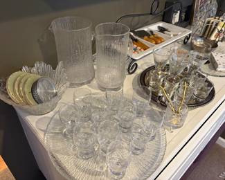Barware:  coasters, pitchers, shot glasses, appetizer trays and spreaders