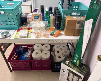 Household chemicals - most are NEW, box of lanterns, crates and more!