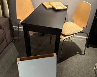 Table with 2 chairs (table extends) and tabletop white board