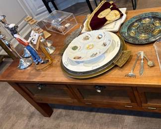 Judaica items:  Pesach plates, Shabbat candle holders, books and more!