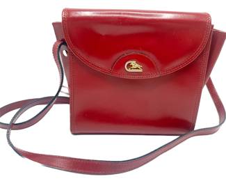Cristian Vintage Italian Red Leather Crossbody Bag Lot #: 19