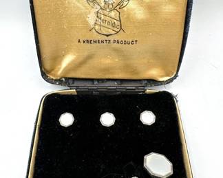 1930s Krementz Art Deco Mother Of Pearl Cufflinks With Tuxedo Shirt Studs In Original Box (Incomplete) Lot #: 102