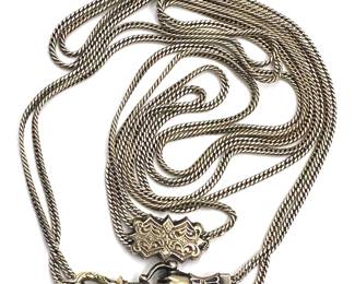 Antique Victorian Slide Chain With Charm & Fist Clasp Necklace Lot #: 87