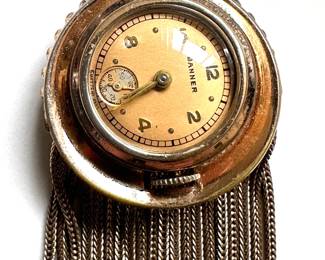 Vintage Banner Swiss Watch Necklace With Chain Tassel Lot #: 146