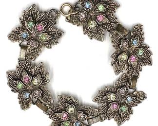 14K Gold Filled Leaf Bracelet With Rhinestones Lot #: 105