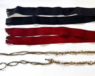3 Vintage 1970s Leather Belts, 2 Fringed & 1 With Gold Tone Chains Lot #: 132