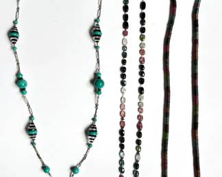 3 Vintage Necklaces: Rope Necklace, Glass Beads & Sequins Lot #: 99