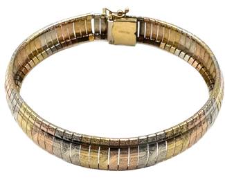 18K Gold Italian Tricolor Link Bracelet With Receipt, Purchased For $850 In 2000 (.8 Ounces, 22 Grams) Lot #: 6