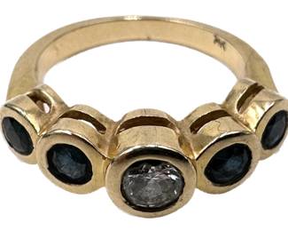 14K Gold Diamond & Sapphire Bubble Ring, Size 6 Lot #: 16