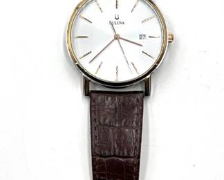 Vintage Bulova 98H51 Watch With Branded Leather Strap Lot #: 58