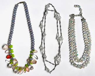 4 Vintage Crystal & Glass Beaded Necklaces, 1 With Fruit Lot #: 119