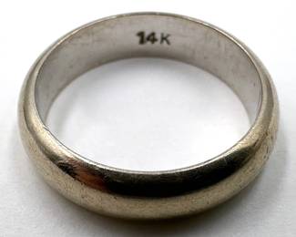 14K White Gold Wedding Band Ring, Size 7 (.2 Ounces, 6 Grams) Lot #: 15