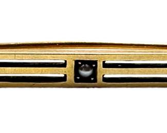 14K Gold Bar Lapel Pins With 3 Pearls Lot #: 41