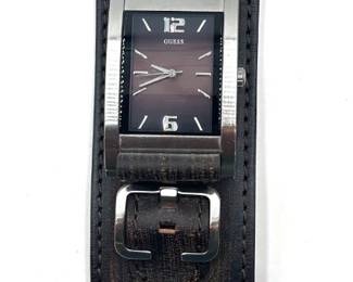 Guess Quartz Tank Watch With Leather Strap Lot #: 80