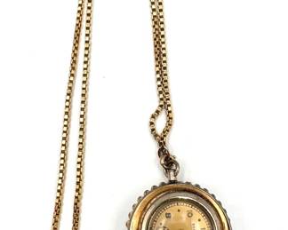 Vintage Banner Swiss Watch Necklace With Chain Tassel Lot #: 146