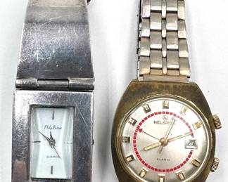 Vintage Philip Persio Quartz Watch & Helbros Swiss Alarm Watch Lot #: 60