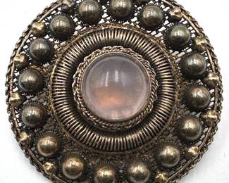 Vintage Silver Brooch Pin With Natural Stone Lot #: 96
