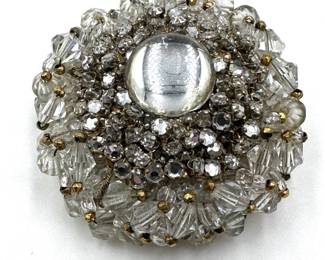 Vintage Miriam Haskell Rhinestone & Glass Bubble Brooch Pin With Copy Of Receipt Purchased For $137 In 2000 Lot #: 29