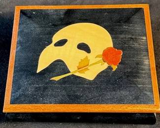 Vintage Reuge Wooden Phantom of the Opera Jewelry Box