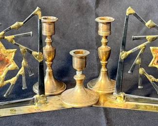 Metalwork Bookends Candle Holders