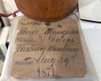 Truly unique item. Washing Machine Patent with paperwork from 1871