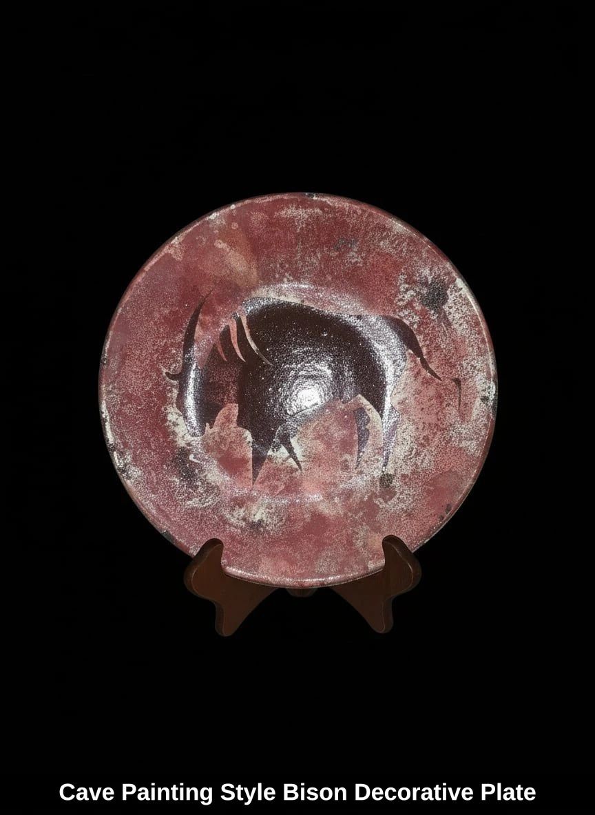 Cave Painting Style Bison Decorative Plate
