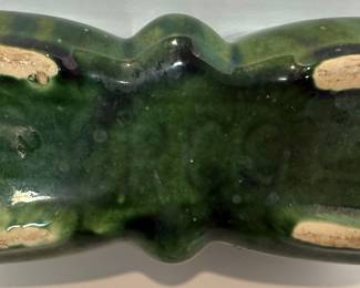 Vintage UPCO USA Green Drip and Basket Weave Glazed Planters