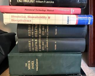 Collection of Scientific and Historical Books including "The Merck Index, Twelfth Edition" and "Catalysis in Chemistry and Enzymology"