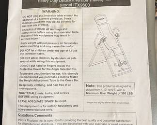 Innova Health & Fitness Heavy Duty Deluxe Inversion Therapy Table Model ITX9600