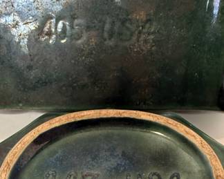 Vintage Pottery Drip Glaze "405-USA" and "447-USA" Planter Set - Teal