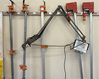 Assorted Hand Tools, Clamps, and Workshop Accessories