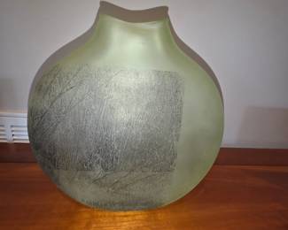 Frosted Glass Vase with Etched Winter Landscape by Porter Studio