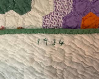 Vintage "Bow Tie" Quilt with "Double Wedding Ring" and "Flower Garden" Quilts