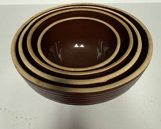 Vintage Marcrest Daisy Dot Stoneware Mixing Bowls Set