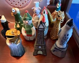 Ceramic Novelty Figurines - Likely Salt & Pepper Shakers or Bottle Stoppers