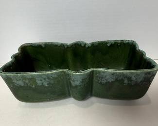 Vintage UPCO USA Green Drip and Basket Weave Glazed Planters